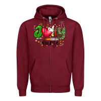 Burgundy Jolly Nurse Black Zipper Hoodie - CowhideDigitalArt