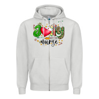 Dove Grey Jolly Nurse Black Zipper Hoodie - CowhideDigitalArt