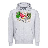 Heather Grey Jolly Nurse Black Zipper Hoodie - CowhideDigitalArt