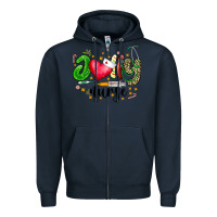 Navy Jolly Nurse Black Zipper Hoodie - CowhideDigitalArt