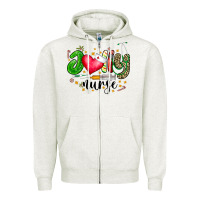 Oatmeal Heather Jolly Nurse Black Zipper Hoodie - CowhideDigitalArt