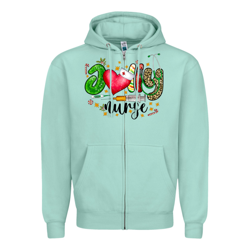 Jolly Nurse Black Zipper Hoodie by CowhideDigitalArt | Teevron