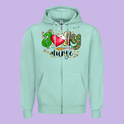 Jolly Nurse Black Zipper Hoodie Designed By Cowhidedigitalart