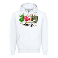 White Jolly Nurse Black Zipper Hoodie - CowhideDigitalArt