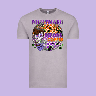 Nightmare Before The Coffee Halloween Vintage Tee Designed By Nancycooperartshop