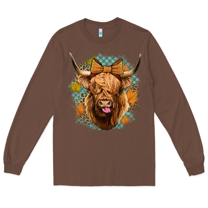 Fall Highland Cow Long Sleeve Tee by Jasminsmagicworld | Teevron