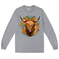 Heather Grey fall highland cow Long Sleeve Tee - Jasminsmagicworld
