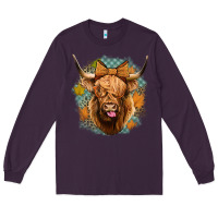Plum fall highland cow Long Sleeve Tee - Jasminsmagicworld