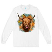 White fall highland cow Long Sleeve Tee - Jasminsmagicworld