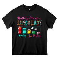 Black Battery Life Of A lunch Lady Heavy Core Tee - BundleAndBundleShop