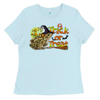 Baby Blue Trick Or Treat With Frog Ladies Tee - LillyAllenDesigns