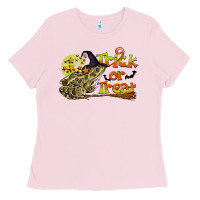 Bubblegum Pink Trick Or Treat With Frog Ladies Tee - LillyAllenDesigns