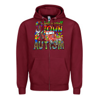 Burgundy Just a Girl Small Town Autism Zipper Hoodie - CowhideDigitalArt