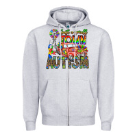 Heather Grey Just a Girl Small Town Autism Zipper Hoodie - CowhideDigitalArt