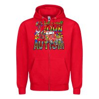 Red Just a Girl Small Town Autism Zipper Hoodie - CowhideDigitalArt