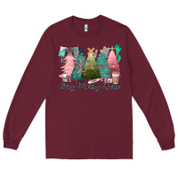 Burgundy verry merry nurse Long Sleeve Tee - CowGirlArtShop