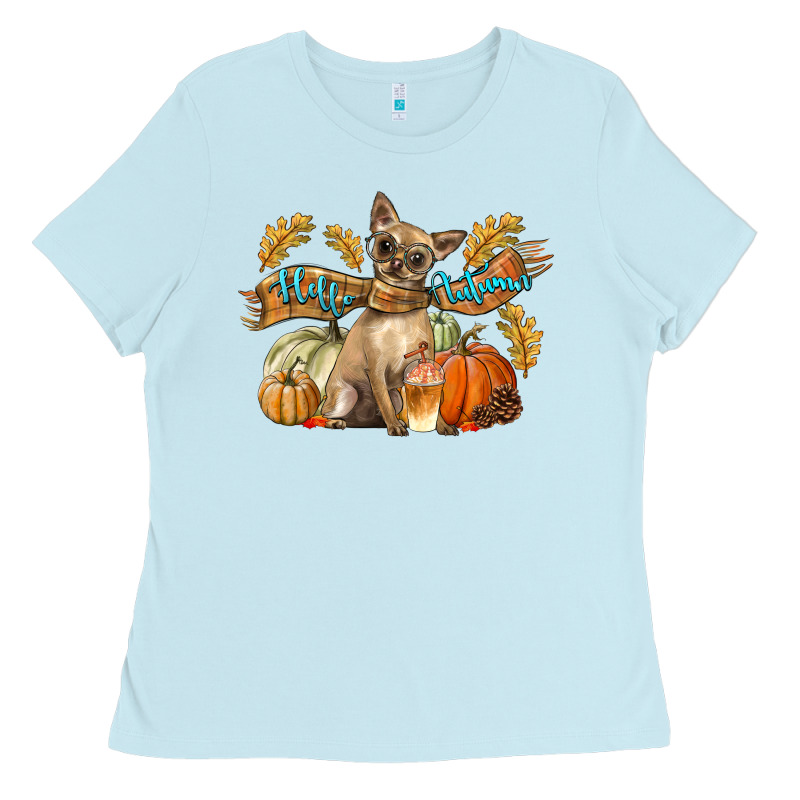 Hello Autumn With Chihuahua Dog Ladies Tee by LillyAllenDesigns | Teevron