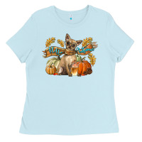 Baby Blue Hello Autumn With Chihuahua Dog Ladies Tee - LillyAllenDesigns