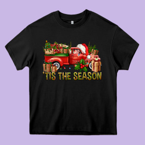 Tis' The Season Christmas Truck Heavy Core Tee Designed By Bundleandbundleshop