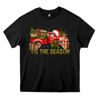 Black Tis' The Season Christmas Truck Heavy Core Tee - BundleAndBundleShop