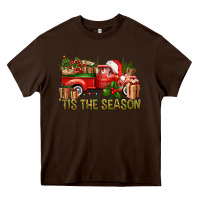 Chocolate Brown Tis' The Season Christmas Truck Heavy Core Tee - BundleAndBundleShop