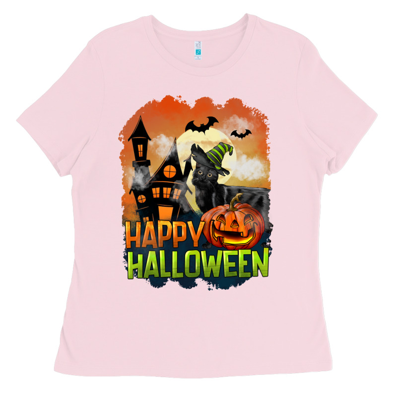 Happy Halloween With Black Cat Ladies Tee by LillyAllenDesigns | Teevron
