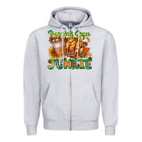 Heather Grey Pumpkin Spice Junkie Zipper Hoodie - CowhideDigitalArt