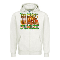 Oatmeal Heather Pumpkin Spice Junkie Zipper Hoodie - CowhideDigitalArt