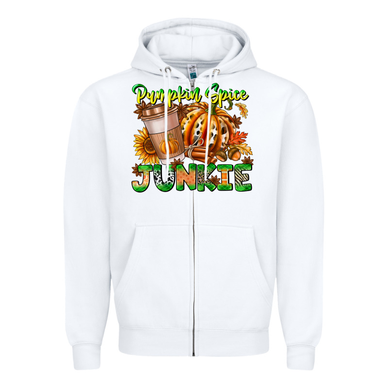 Pumpkin Spice Junkie Zipper Hoodie by CowhideDigitalArt | Teevron