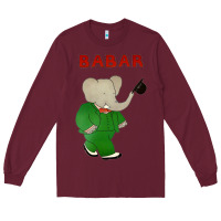 Burgundy babar the elephant Long Sleeve Tee - lanVoArt