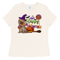 Bone Happy Halloween With Yorkshire Terrier Dog Ladies Tee - LillyAllenDesigns
