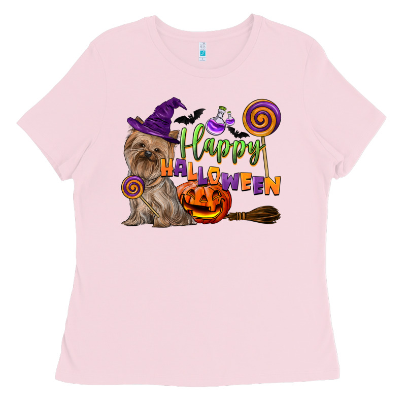 Happy Halloween With Yorkshire Terrier Dog Ladies Tee by LillyAllenDesigns | Teevron