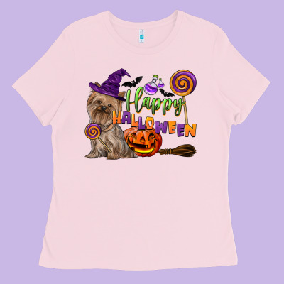 Happy Halloween With Yorkshire Terrier Dog Ladies Tee Designed By Lillyallendesigns