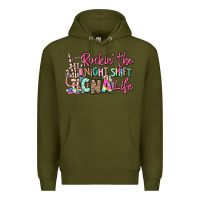 Army Green rockin the night shift cna life Premium Hoodie - RanaPortraitStore