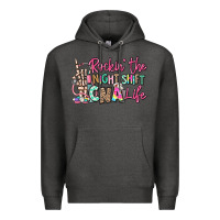 Charcoal Heather rockin the night shift cna life Premium Hoodie - RanaPortraitStore