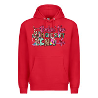 Red rockin the night shift cna life Premium Hoodie - RanaPortraitStore