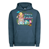 Pigment Midnight Navy happy easter bunny gnome Urban Hoodie - BarkalooDesign