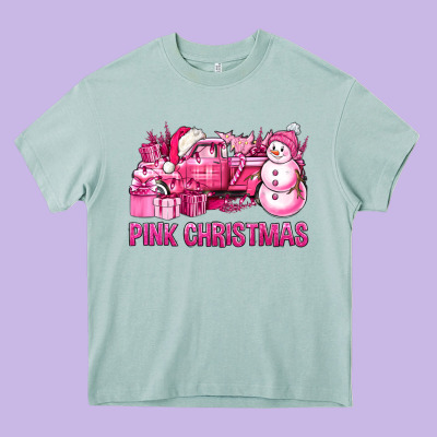 Pink Christmas Truck Heavy Core Tee Designed By Bundleandbundleshop