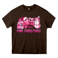 Chocolate Brown Pink Christmas Truck Heavy Core Tee - BundleAndBundleShop