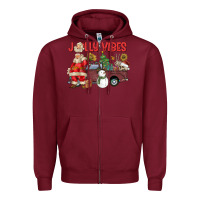 Burgundy Jolly Vibes Zipper Hoodie - CowhideDigitalArt