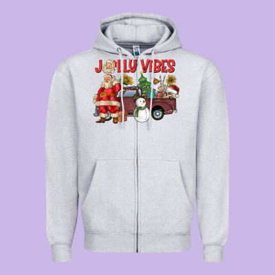 Jolly Vibes Zipper Hoodie Designed By Cowhidedigitalart