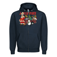 Navy Jolly Vibes Zipper Hoodie - CowhideDigitalArt