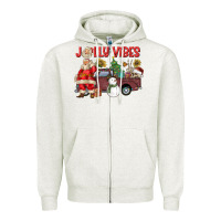 Oatmeal Heather Jolly Vibes Zipper Hoodie - CowhideDigitalArt