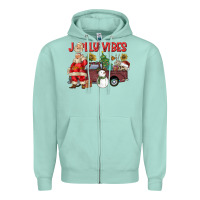 Seafoam Jolly Vibes Zipper Hoodie - CowhideDigitalArt