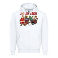 White Jolly Vibes Zipper Hoodie - CowhideDigitalArt