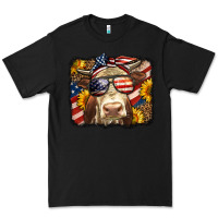 Black Western 4th Of July Cow Background Premium Tee - LillyAllenDesigns