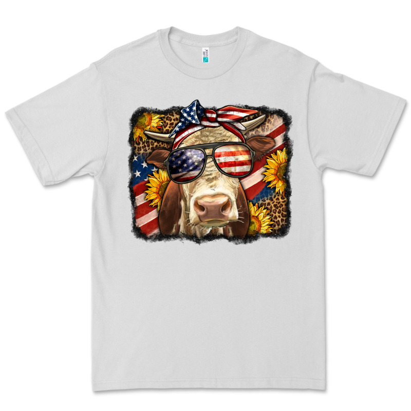 Western 4th Of July Cow Background Premium Tee by LillyAllenDesigns | Teevron