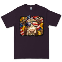 Plum Western 4th Of July Cow Background Premium Tee - LillyAllenDesigns
