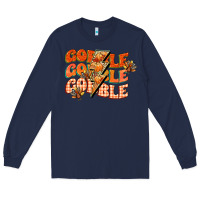 Navy gobble gobble gobble Long Sleeve Tee - CowGirlArtShop