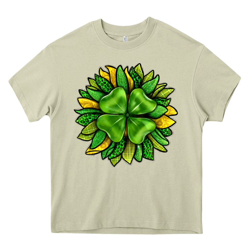 St. Patricks Sunflower With Clover Heavy Core Tee by BundleAndBundleShop | Teevron